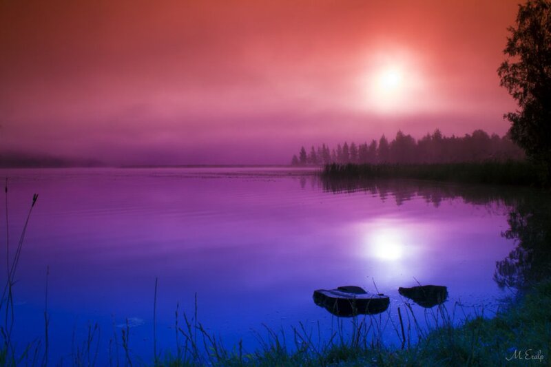 Purple Lake at Dawn — Serene