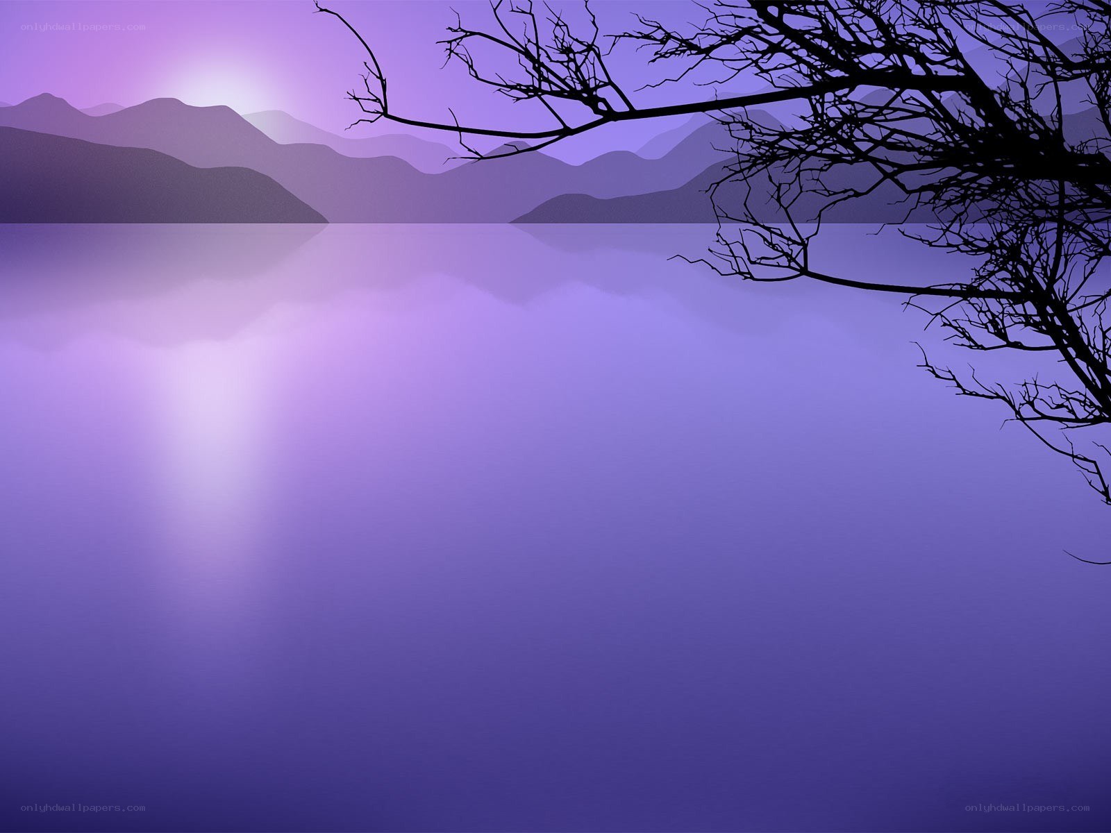 Purple lake at dusk