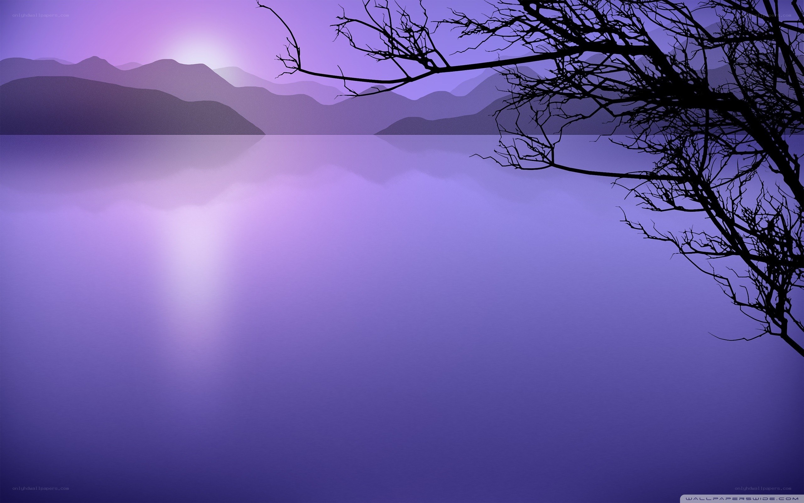 Purple lake at dusk