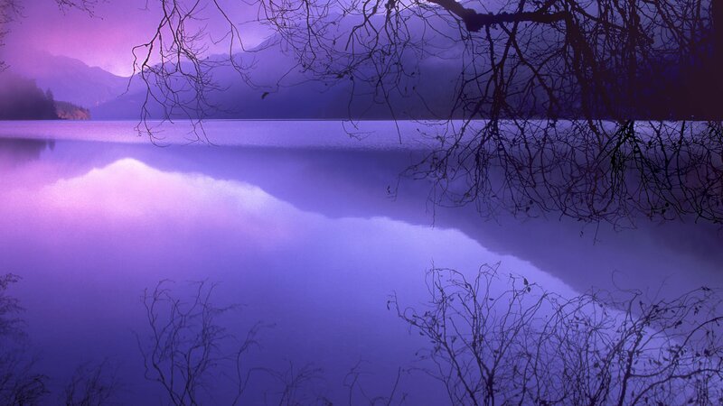 Purple Lake at Dusk — Serene, Night