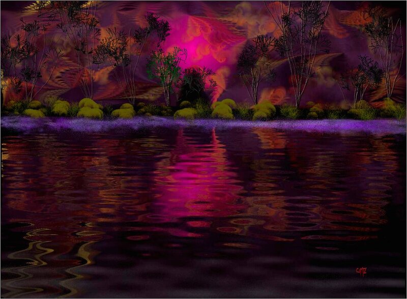 Purple Lake at Night