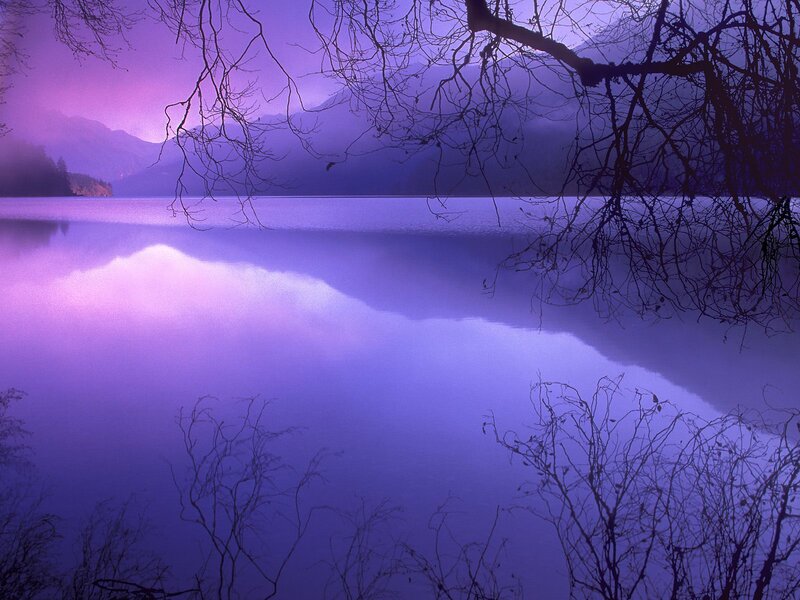 Purple lake at twilight