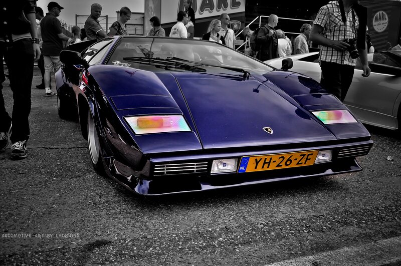 Purple Lamborghini at car show