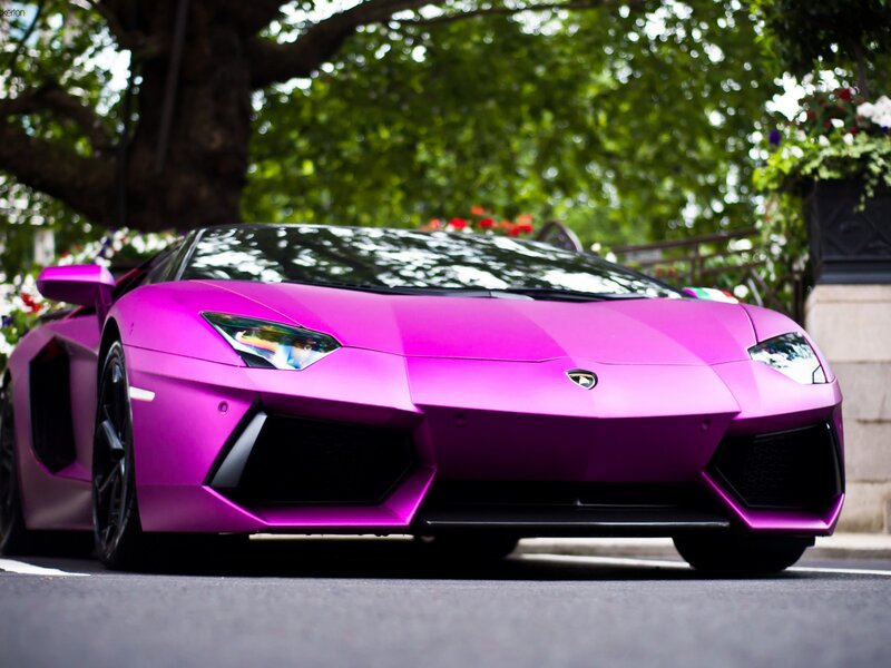Purple Lamborghini Aventador — Dramatic