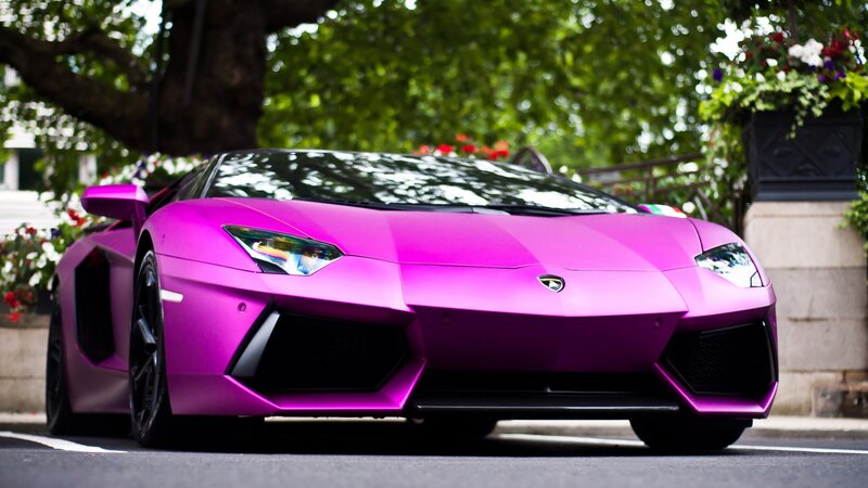 purple Lamborghini sports car
