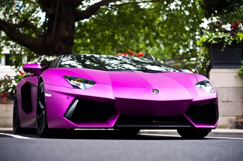 purple Lamborghini sports car