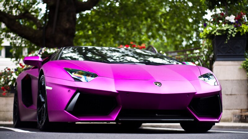 purple Lamborghini sports car