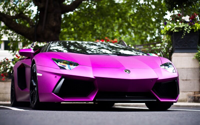 purple Lamborghini sports car