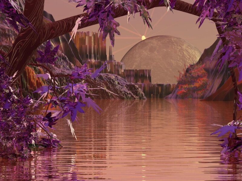 Purple landscape with moon