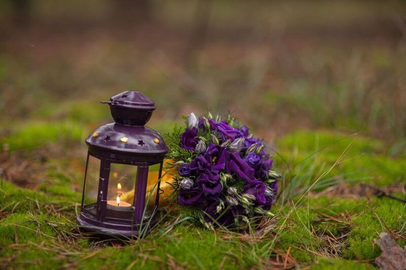 Purple Lantern and Flowers