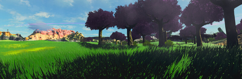 Purple-leafed Trees in Field