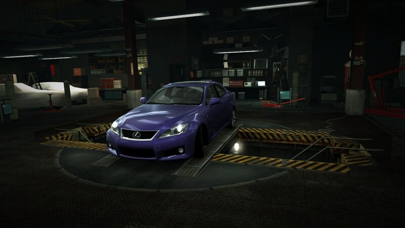 purple lexus in garage