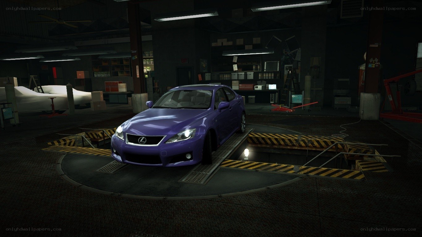 purple lexus in garage