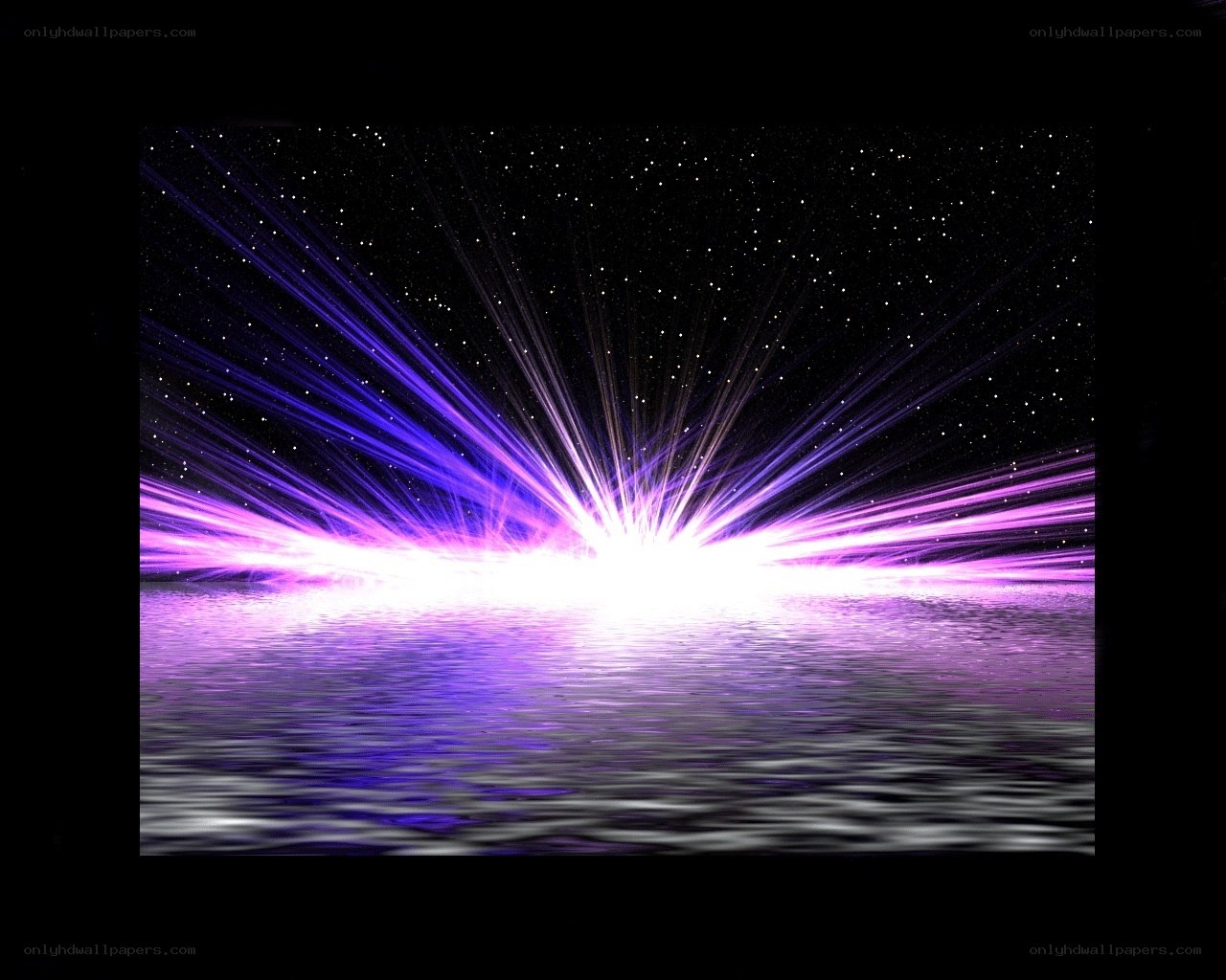 purple light burst over water
