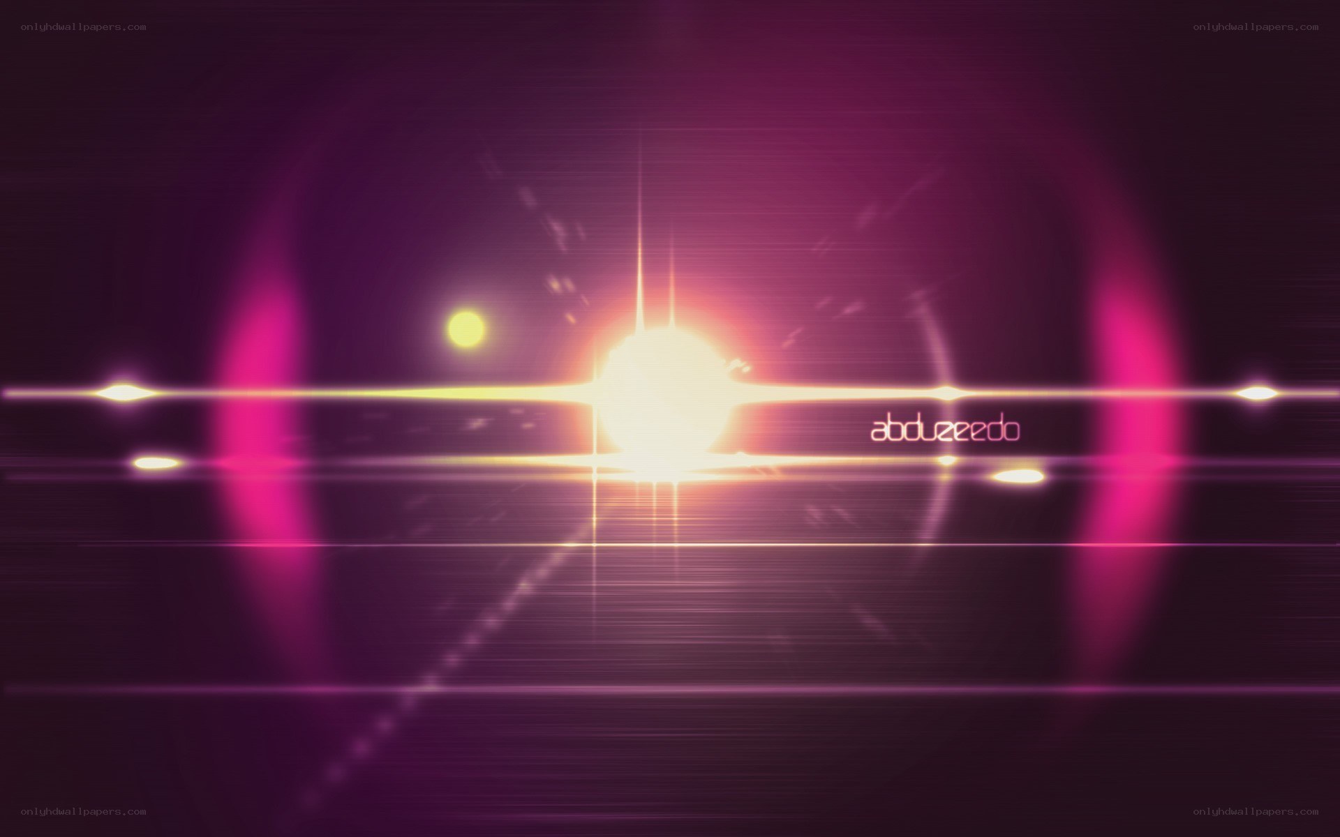 purple light burst with text
