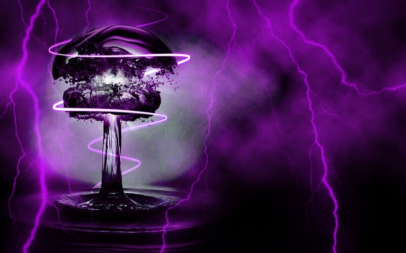 Purple lightning explosion