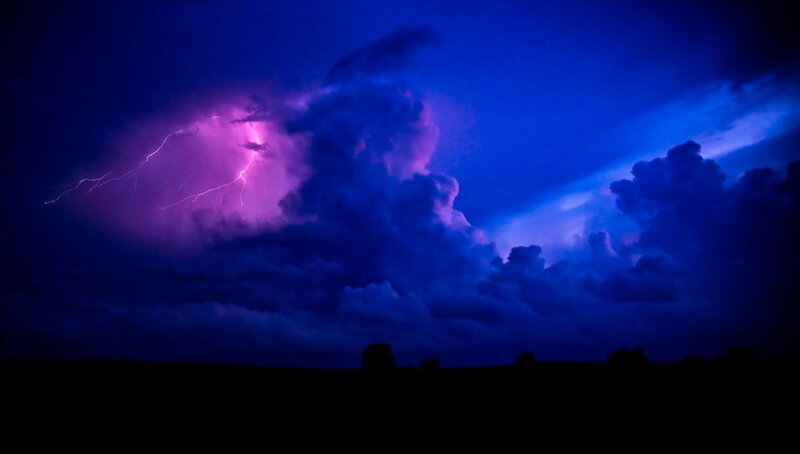 Purple Lightning Storm — Blue, Dramatic