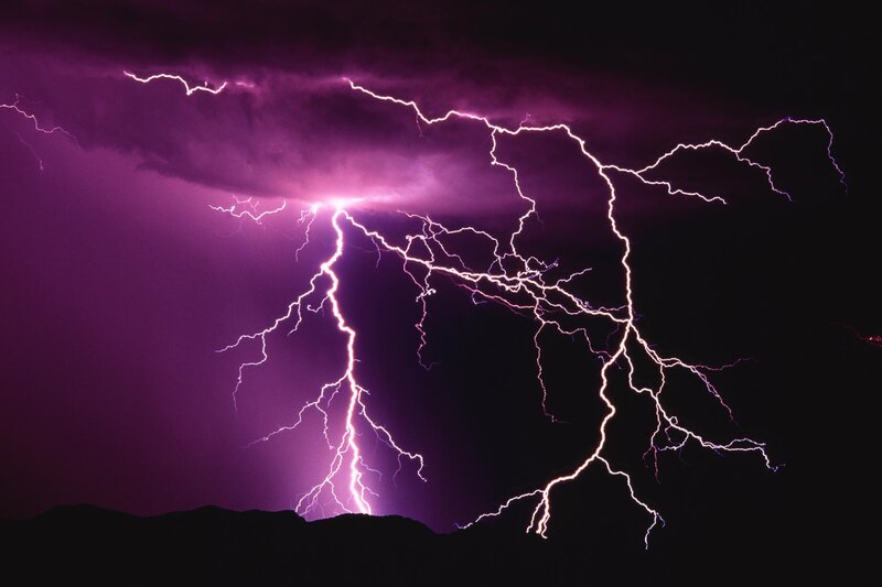 Purple Lightning Storm — Dramatic, Clouds