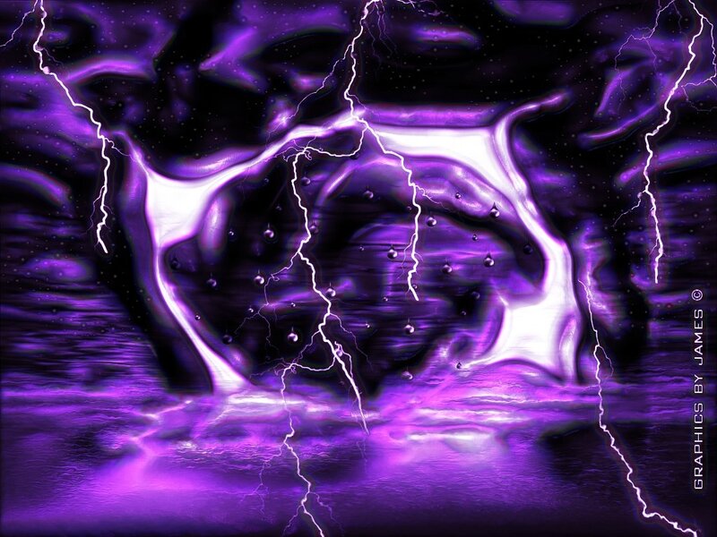 Purple Lightning Storm — Dramatic, Night, Digital Art, Clouds, Water