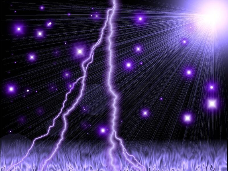 Purple Lightning Storm — Dramatic, Night, Digital Art, Stars