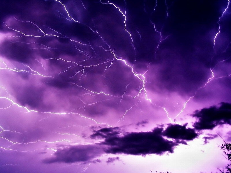 Purple Lightning Storm — Dramatic, Night, Photograph, Clouds