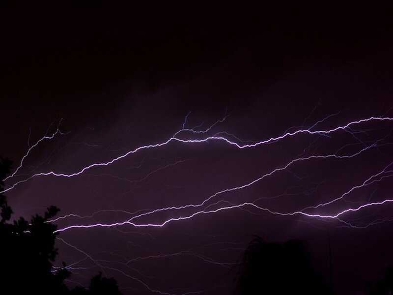 Purple Lightning Storm — Dramatic, Night, Photograph, Sky
