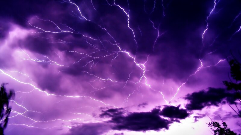 Purple Lightning Storm — Dramatic, Photograph