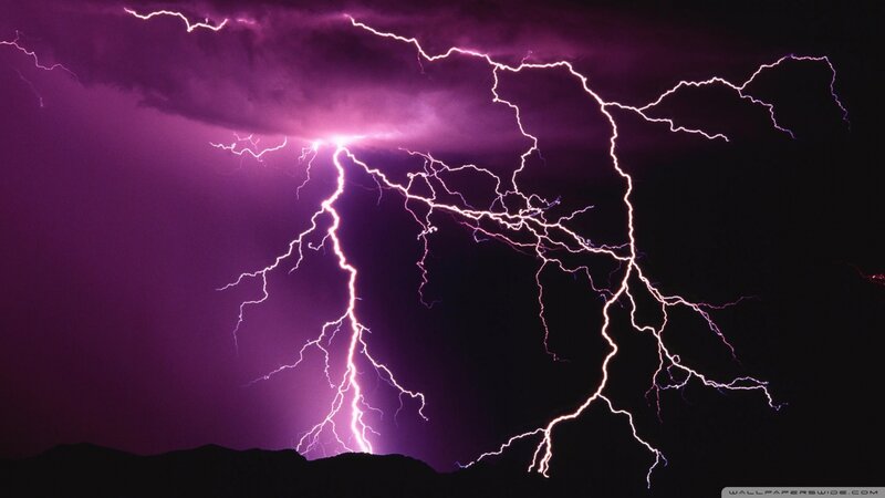 Purple Lightning Storm — Mountains
