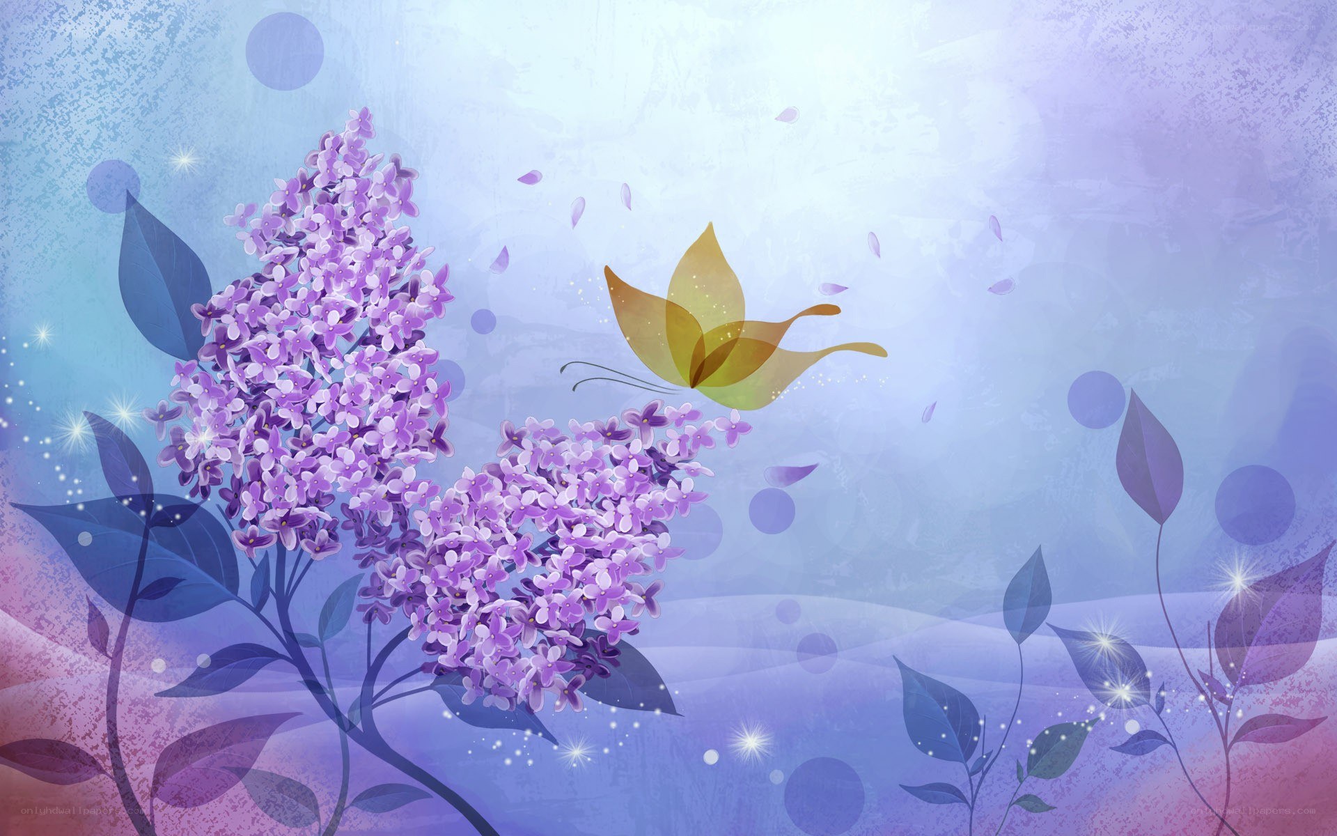 purple lilac and butterfly