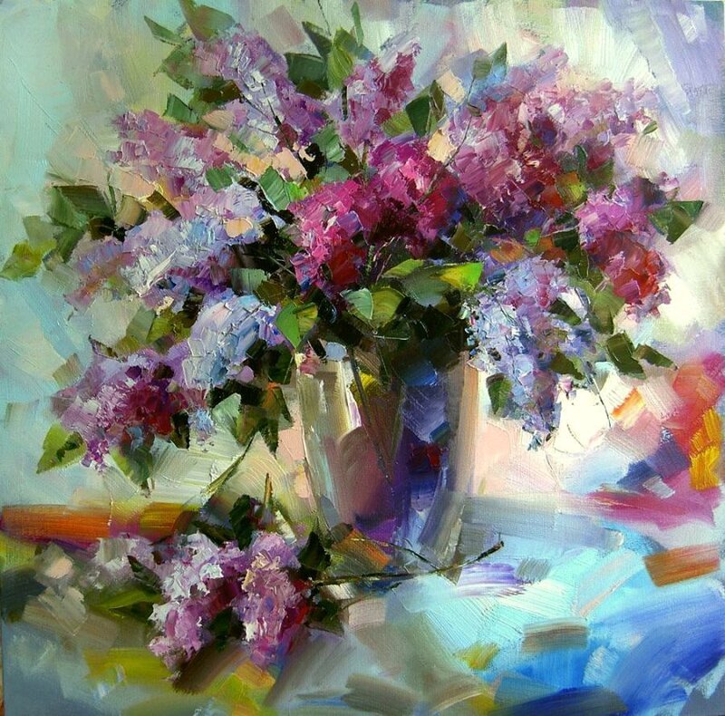 Purple Lilac Bouquet — Calm, Painting