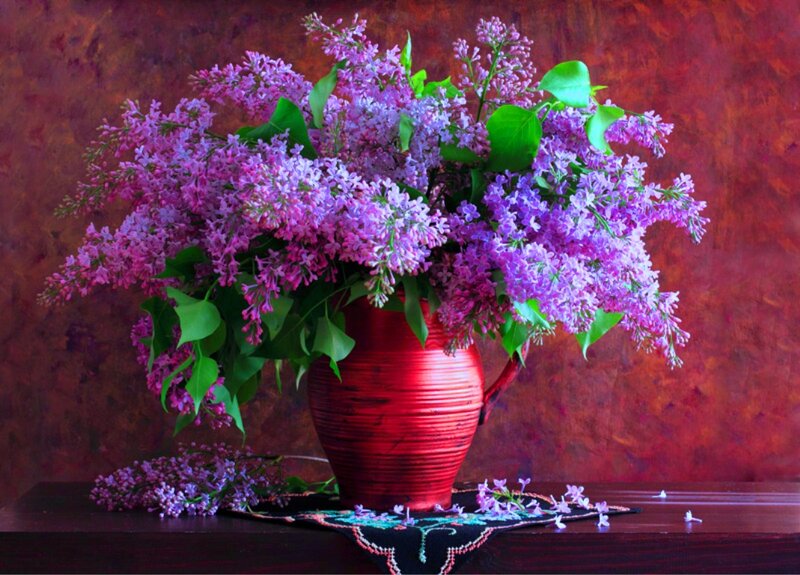 Purple Lilac Bouquet — Calm, Photograph, Vase, Table