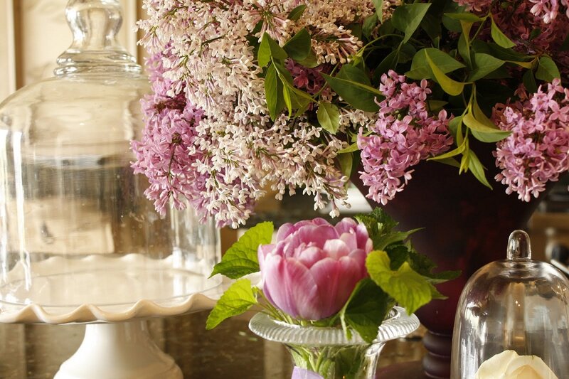 Purple Lilac Bouquet — Serene, Spring, Photograph, Glass Cloche