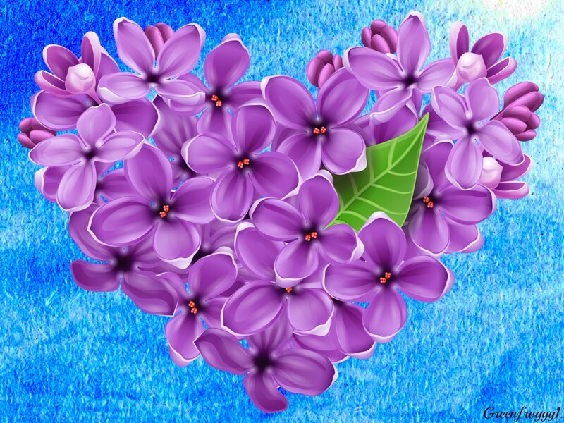 Purple Lilac Flowers — Calm, Digital Art