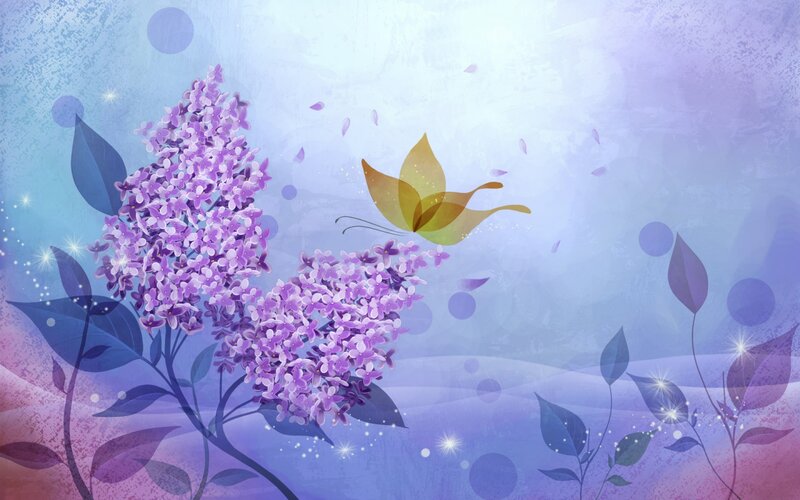 Purple Lilac Flowers — Serene, Digital Art