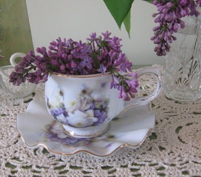 Purple Lilacs in Teacup