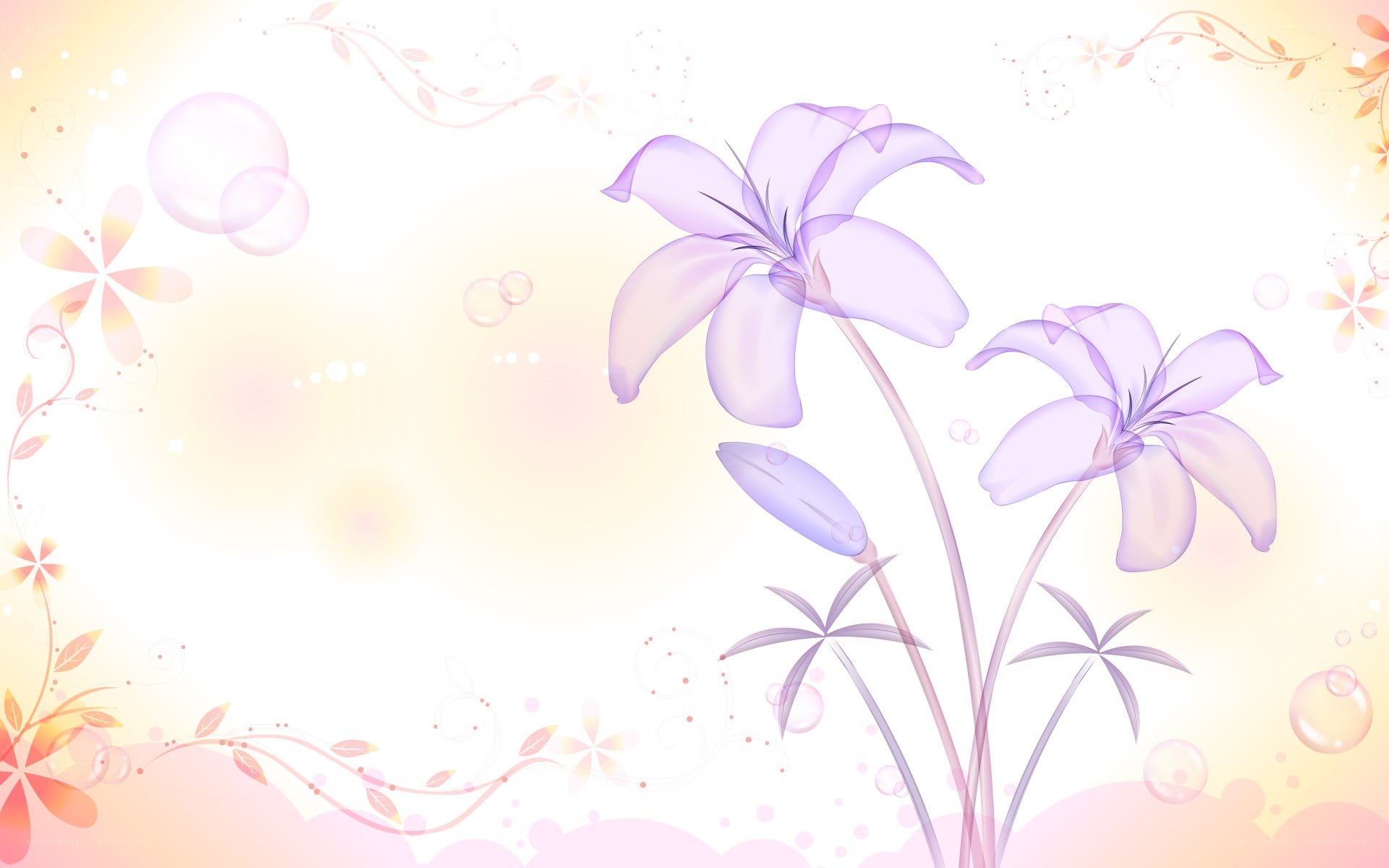 purple lilies and bubbles