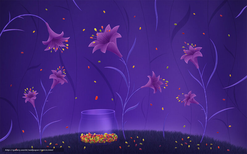 Purple lilies in a dreamy garden