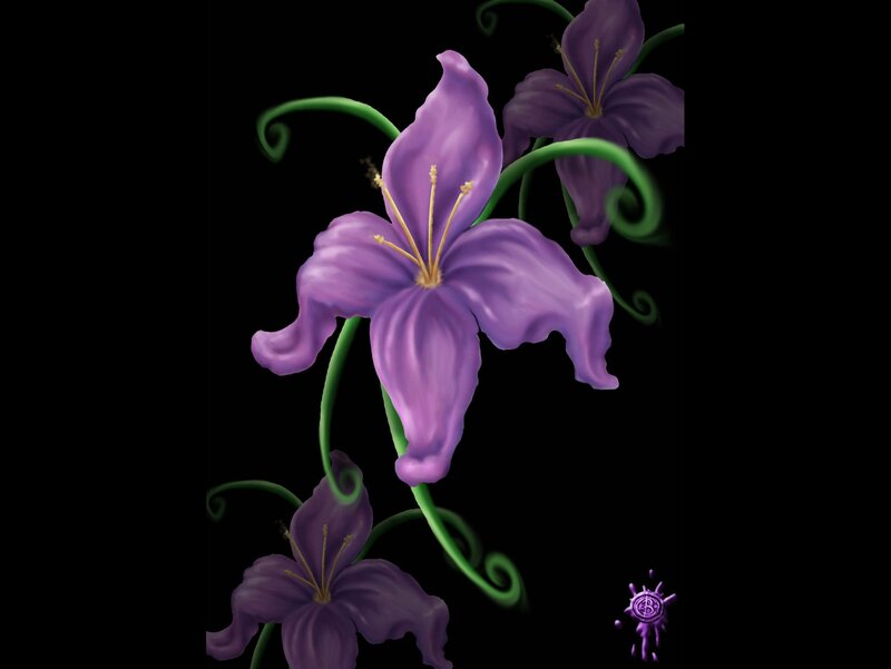 Purple Lilies on Vines