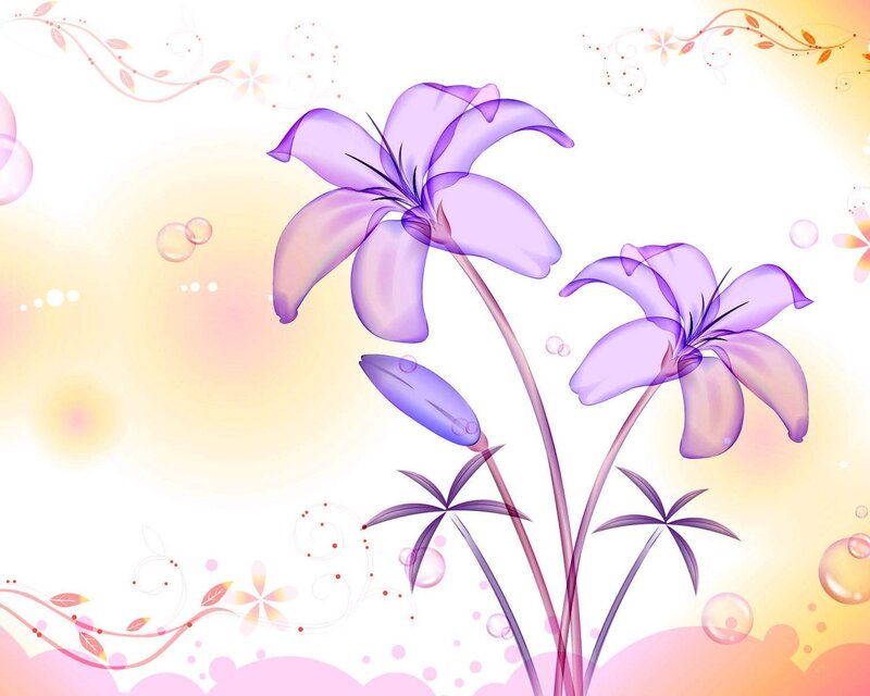 Purple lilies with bubbles