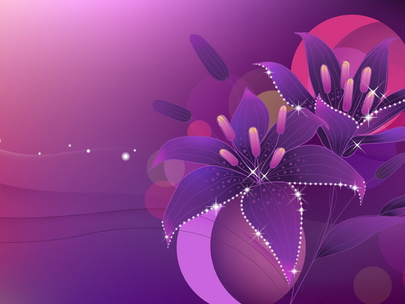 Purple Lily Flower — Dreamy, Digital Art