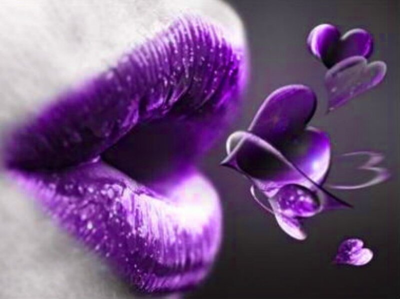 Purple Lips Blowing Hearts