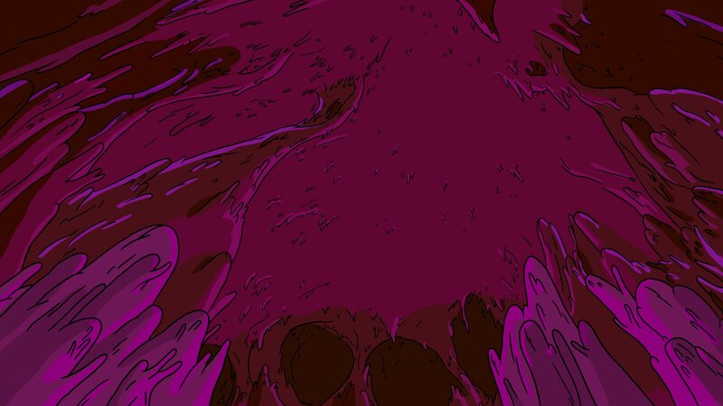 purple liquid cave interior