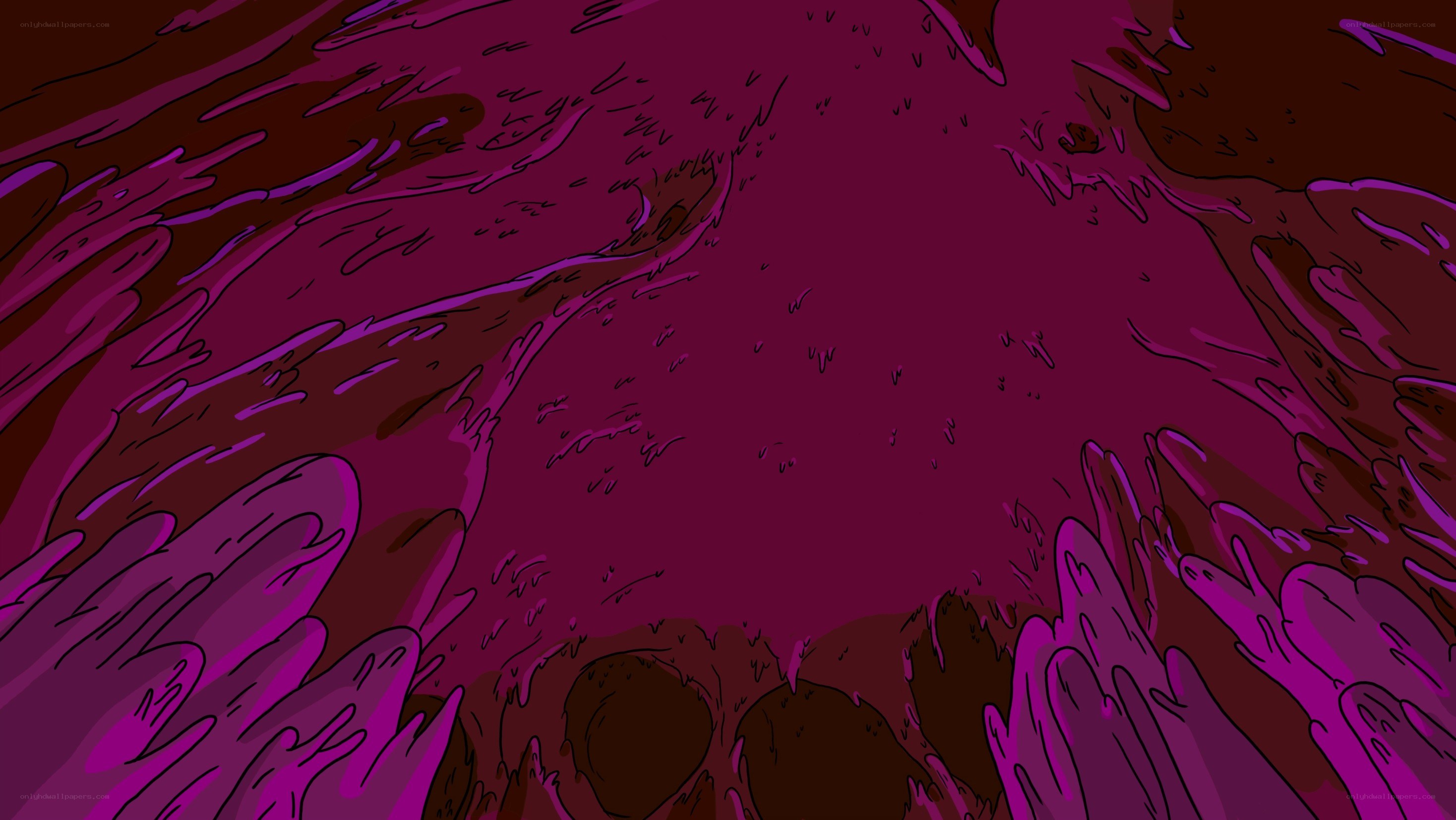 purple liquid cave interior