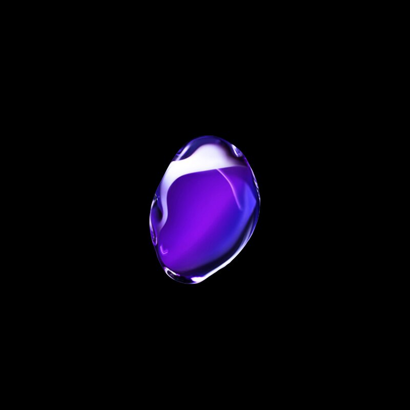 Purple Liquid Droplet — Minimalist, 3d Render, Black Background
