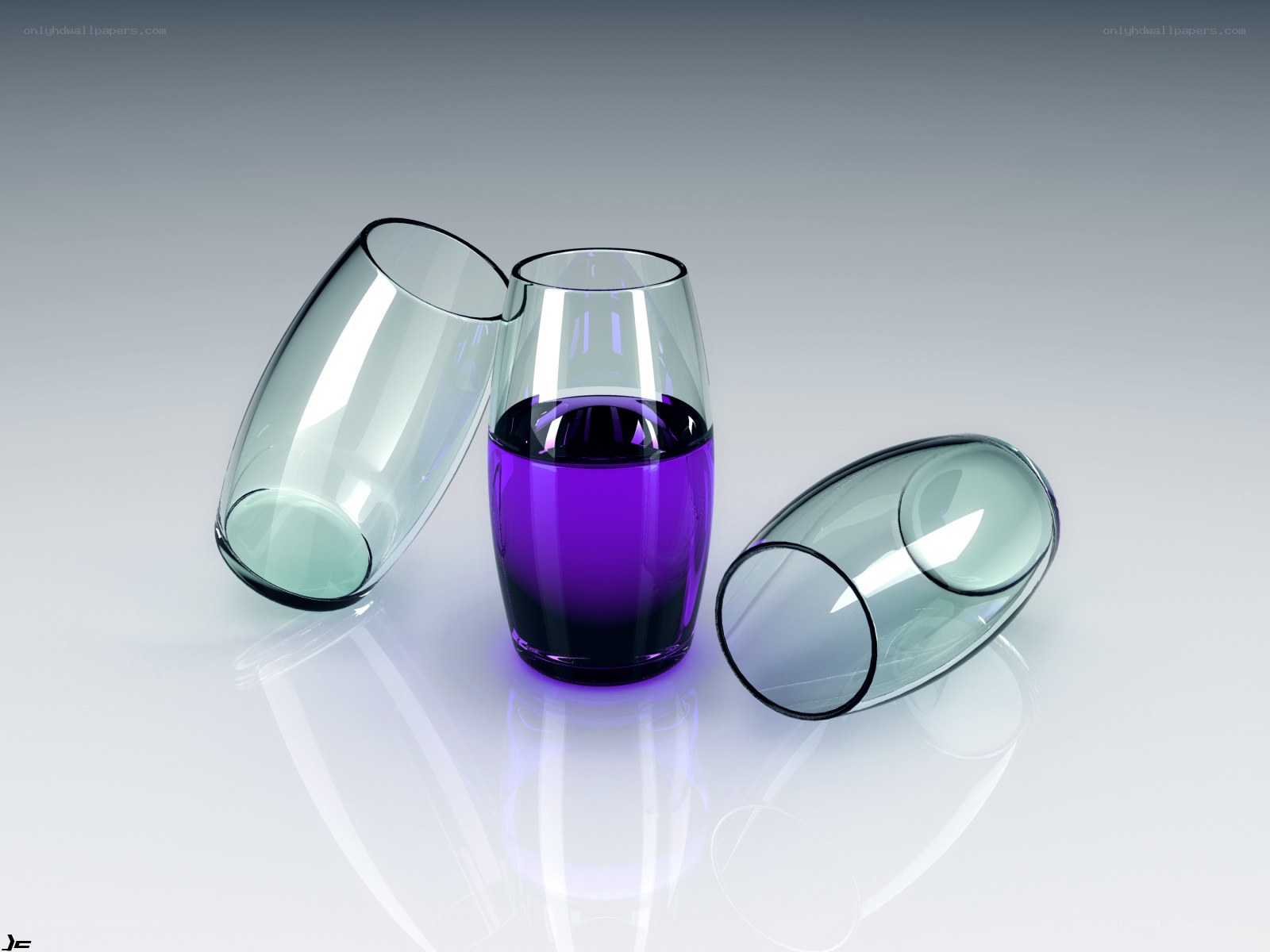 Purple liquid in glass cups