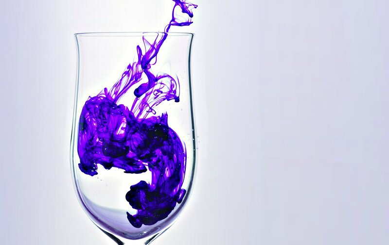 Purple Liquid in Glass — Dramatic, Photograph