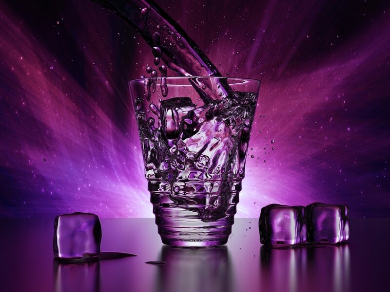 Purple Liquid in Glass — Dramatic