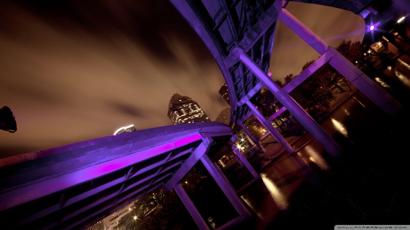Purple-lit Bridge at Night — Purple, Dramatic
