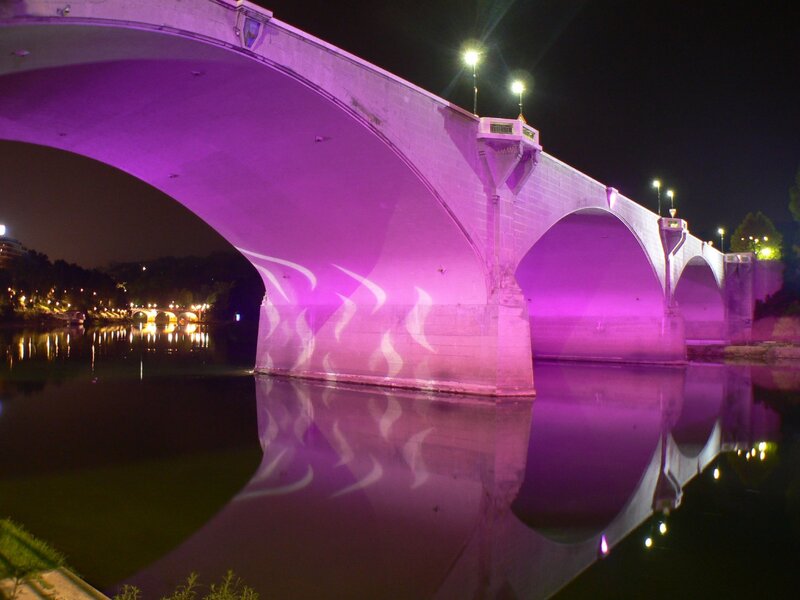 Purple-lit Bridge at Night — Purple