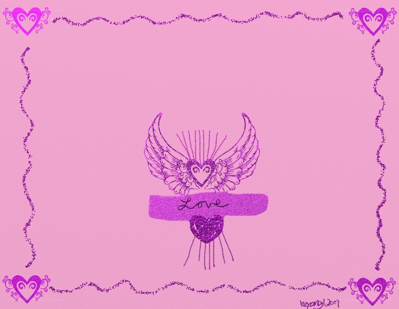 purple love heart with wings
